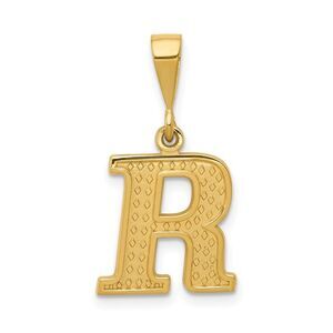 14k Yellow Gold, Ashley Collection, Textured Initial R Pendant